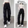 Ảnh của Quần jeans dài cạp cao. quần jeans ống rộng phong cách Hiphop_j23