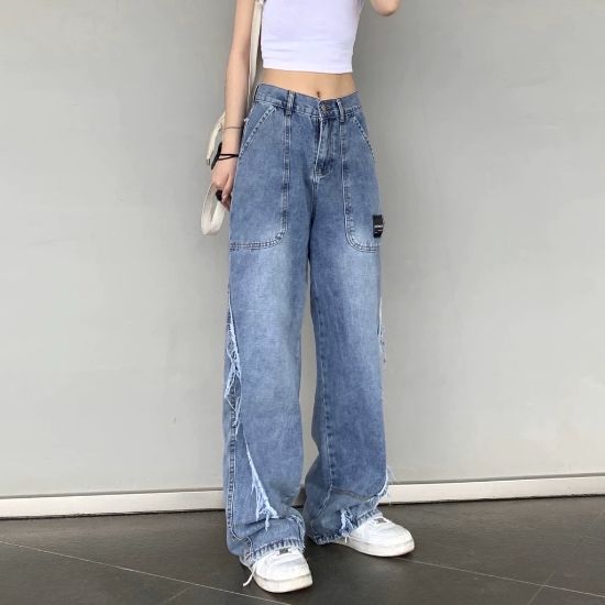 Ảnh của Quần jeans nữ dáng thung, quần jeans cạp cao phong cách Ulzzang_j26
