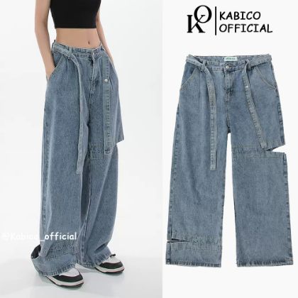 Ảnh của Quần dài nữ cạp cao rách gấu, quần jeans dài phong cách ulzzang_J28