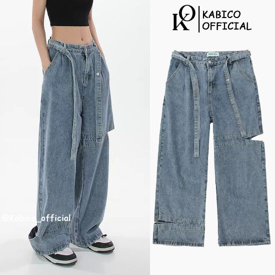Ảnh của Quần dài nữ cạp cao rách gấu, quần jeans dài phong cách ulzzang_J28