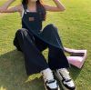 Ảnh của Quần yếm jeans nữ KABICO ống rộng, quần yếm xanh jean dài dáng rộng phong cách Hàn Quốc Y3