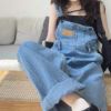 Ảnh của Quần yếm jeans nữ KABICO ống rộng, quần yếm xanh jean dài dáng rộng phong cách Hàn Quốc Y3