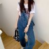 Ảnh của Quần yếm jean kaki dáng rộng, quần yếm jean nữ phong cách ulzzang_y6