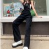 Ảnh của Quần yếm jean kaki dáng rộng, quần yếm jean nữ phong cách ulzzang_y6