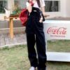 Ảnh của Quần yếm jean kaki dáng rộng, quần yếm jean nữ phong cách ulzzang_y6