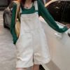 Ảnh của Quần yếm jean kaki ống rộng phong cách, quần yếm nữ dễ thương_y9