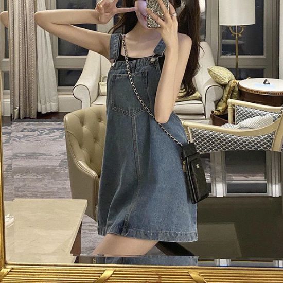Picture of Váy yếm jeans ngắn KABICO váy yếm nữ kaki dáng rộng trẻ trung thanh lịch phong cách Hàn Quốc Y10