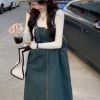 Ảnh của Váy yếm jean dài dáng rộng, váy yếm jean nữ kiểu dáng thanh lịch phong cách_y11