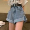 Ảnh của Quần short nữ KABICO quần short kaki jeans nữ lưng cao ống rộng ôm eo xắn gấu phong cách C40