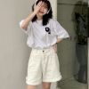 Ảnh của Quần short nữ KABICO quần short kaki jeans nữ lưng cao ống rộng ôm eo xắn gấu phong cách C40
