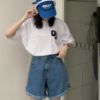 Ảnh của Quần short nữ KABICO quần short kaki jeans nữ lưng cao ống rộng ôm eo xắn gấu phong cách C40