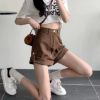 Ảnh của Quần short nữ KABICO quần short kaki jeans nữ lưng cao ống rộng ôm eo xắn gấu phong cách C40