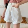 Ảnh của Quần short jean nữ KABICO quần short nữ ngắn kaki cạp cao ống rộng xắn gấu phong cách C41
