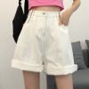 Ảnh của Quần short jean nữ KABICO quần short nữ ngắn kaki cạp cao ống rộng xắn gấu phong cách C41
