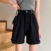 Ảnh của Quần short jean nữ KABICO quần short nữ ngắn kaki cạp cao ống rộng xắn gấu phong cách C41