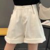 Ảnh của Quần short jean nữ KABICO quần short nữ ngắn kaki cạp cao ống rộng xắn gấu phong cách C41