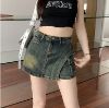 Picture of Quần short jean nữ cạp cao giả váy, quấn short jean KABICO tôn dáng phong cách_C45