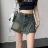 Picture of Quần short jean nữ cạp cao giả váy, quấn short jean KABICO tôn dáng phong cách_C45