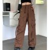 Ảnh của Quần kaki túi hộp Unisex ống rộng, quần Jean Jogger dài cạp Cao cho Nữ phong cách Ulzzang K04