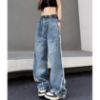 Picture of Quần jean dài unisex cạp cao ống rộng, quần jean nam nữ dài tua rua phong cách HipHop_K47