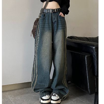 Ảnh của Quần jean dài cạp cao ống rộng, quần jean dài unisex phong cách Ulzzang_K51