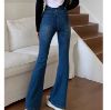 Ảnh của Quần jean dài ống loe KABICO quần jean nữ cạp cap dáng suông phong cách hai màu xanh đen K56