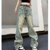 Ảnh của Quần jean dài cạp cao unisex, quần jean nam nữ ống rộng phong cách Ulzzang_K57