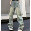 Ảnh của Quần jean dài cạp cao unisex, quần jean nam nữ ống rộng phong cách Ulzzang_K57