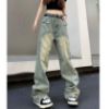 Ảnh của Quần jean dài cạp cao unisex, quần jean nam nữ ống rộng phong cách Ulzzang_K57