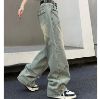 Ảnh của Quần jean dài cạp cao unisex, quần jean nam nữ ống rộng phong cách Ulzzang_K57