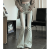 Ảnh của Quần jean nữ ống loe KABICO dài cạp cao, quần jean baggy dài co giãn phong cách Ullzang K58