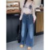 Ảnh của Quần jean nữ dài dài ống rộng, quần jean nữ KABICO lưng cao phong cách Ulzzang_K61