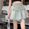 Ảnh của Chân váy jean nữ xếp ly cạp cao kèm quần trong, chân váy KABICO xếp ly dáng xòe phong cách_V43
