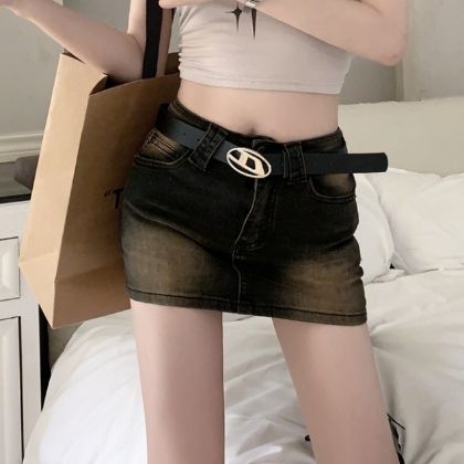 Ảnh của Chân váy jean nữ cạp cao kèm quần trong dáng ngắn, chân váy jean nữ sexy phong cách_V44