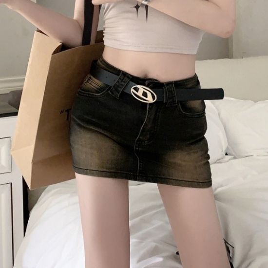 Picture of Chân váy jean nữ cạp cao kèm quần trong dáng ngắn, chân váy jean nữ sexy phong cách_V44