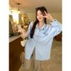 Ảnh của Áo sơ mi nữ dài tay KABICO form rộng oversize kiểu hàn basic màu trắng, xanh, vàng A9