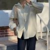 Ảnh của Áo sơ mi nữ dài tay KABICO form rộng oversize kiểu hàn basic màu trắng, xanh, vàng A9