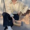 Ảnh của Áo sơ mi nữ dài tay KABICO form rộng oversize kiểu hàn basic màu trắng, xanh, vàng A9
