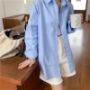 Ảnh của Áo sơ mi nữ dài tay KABICO form rộng oversize kiểu hàn basic màu trắng, xanh, vàng A9