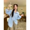 Ảnh của Áo sơ mi nữ dài tay KABICO form rộng oversize kiểu hàn basic màu trắng, xanh, vàng A9