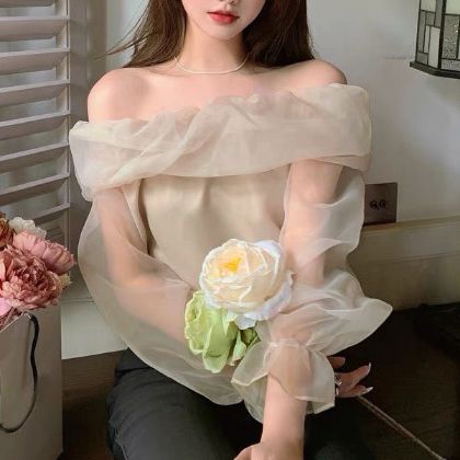 Ảnh của Áo Voan Trễ Vai Tiều Thư Sang Chảnh, Áo Trễ Vai Dài Tay_A7