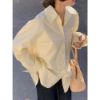 Ảnh của Áo sơ mi nữ dài tay KABICO form rộng ulzzang kiểu hàn basic màu trắng, xanh, vàng, dễ phối đồ A9