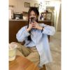 Ảnh của Áo sơ mi nữ dài tay KABICO form rộng ulzzang kiểu hàn basic màu trắng, xanh, vàng, dễ phối đồ A9