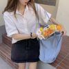 Picture of Áo sơ mi nữ cộc tay KABICO form rộng ulzzang, dáng basic màu trắng vàng, dễ phối đồ_Z1