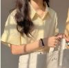Picture of Áo sơ mi nữ cộc tay KABICO form rộng ulzzang, dáng basic màu trắng vàng, dễ phối đồ_Z1