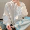 Picture of Áo sơ mi tay bồng tiểu thư, áo sơ mi KABICO thanh lịch trẻ trung 3 màu trắng, xanh hồng_z2