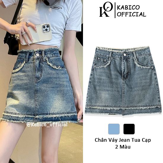 Ảnh của Chân váy jean ngắn kaki cạp cao xếp ly, chân váy ngắn kiểu dáng thanh lịch phong cách_v37