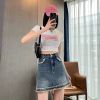 Ảnh của Chân váy jean ngắn kaki cạp cao xếp ly, chân váy ngắn kiểu dáng thanh lịch phong cách_v37