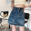 Ảnh của Chân váy jean ngắn kaki cạp cao xếp ly, chân váy ngắn kiểu dáng thanh lịch phong cách_v37