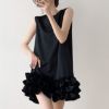 Picture of Đầm nữ dáng suông phồi bèo cao cấp, đầm tiểu thư màu đen nữ tính sát nách _m13